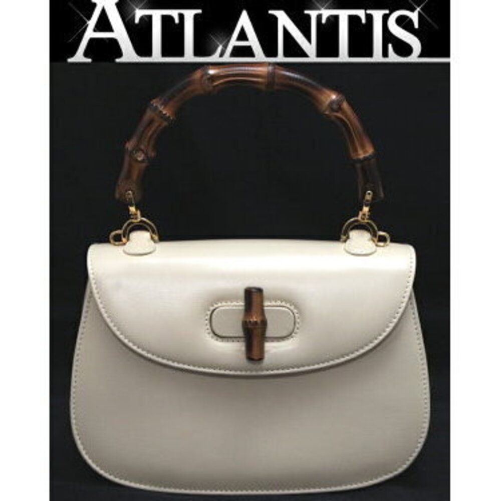 Gucci Bamboo Handbag Leather Off White
